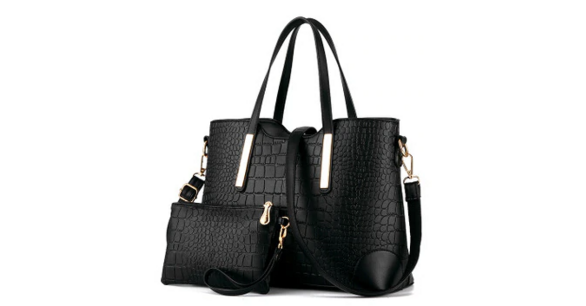 Sac à main en cuir - Sac à main imitation crocodile à bandoulière épaule